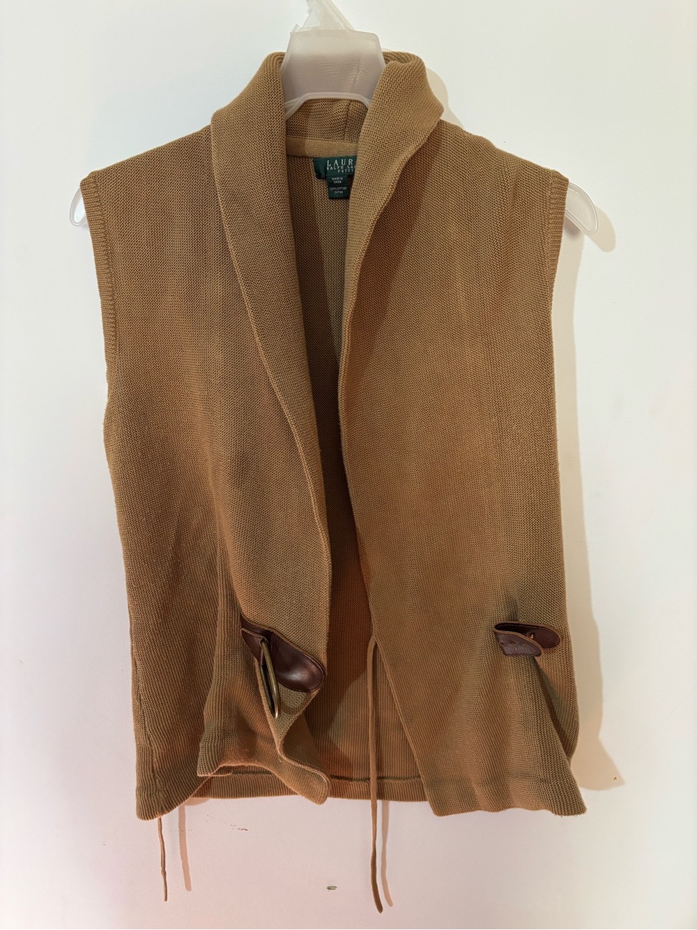 Lauren Ralph Lauren Petite Brown Cotton Knit Sweater Vest P/M